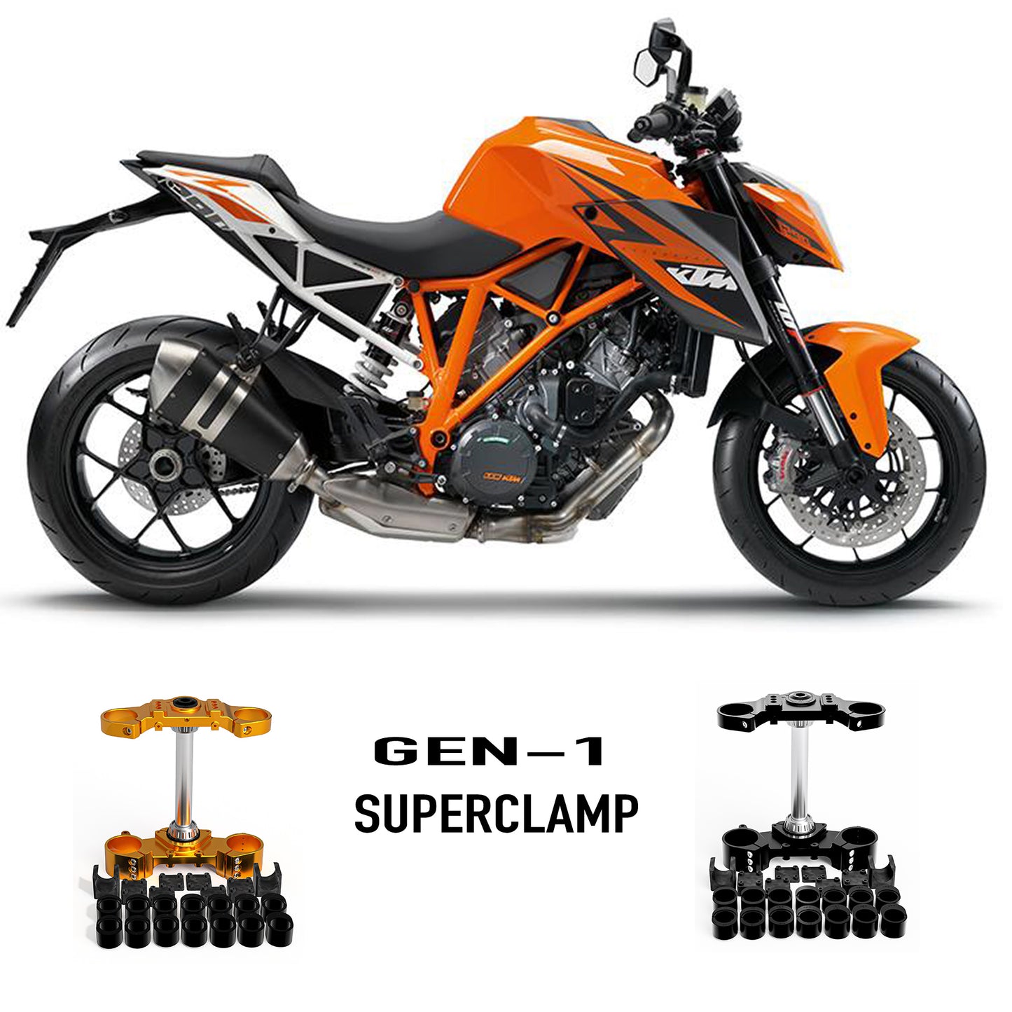 2014-2019 SUPERCLAMP PREORDER - Adjustable offset triple clamp for the KTM 1290 Superduke R  - Gens 1&2